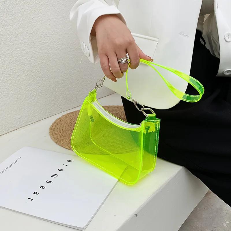 Прозрачная винтажная сумка через плечо для женщин, модная мини-сумка через плечо из ПВХ-желе, сумка через плечо