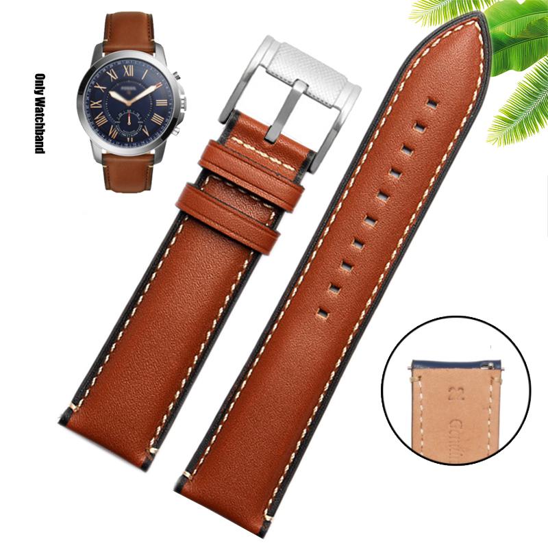 Натуральная кожа 22 мм Ремешок для часов для FOSSIL FS4835/FS5237/ME3052/FTW1114 Коровья кожа 20 мм Ремешок для часов Замена водонепроницаемого браслета мужской