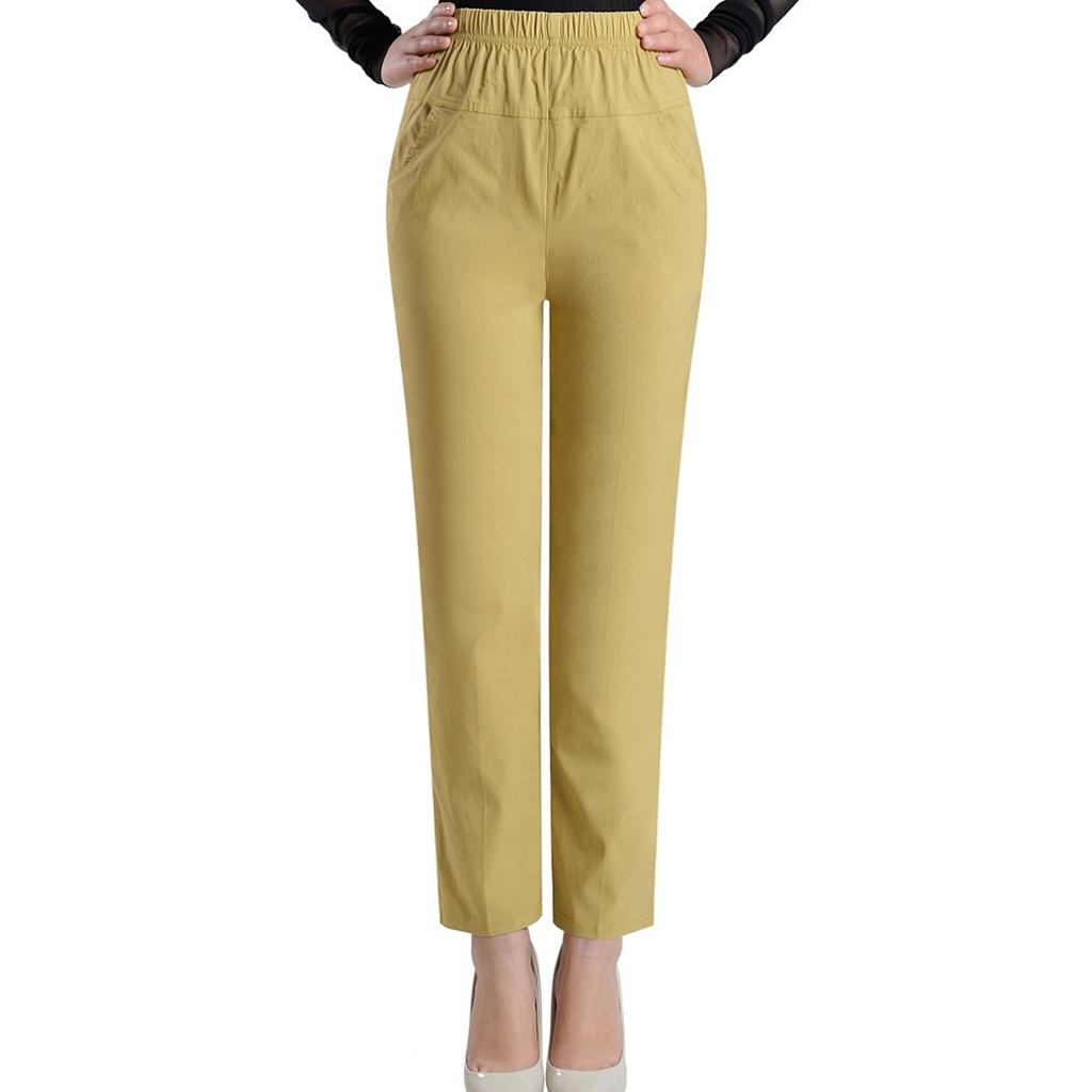 Плюс Размер Высокой Талией Длинные Брюки Женщин Прямые Брюки Белье Pantalon Работа Офис Дамы
