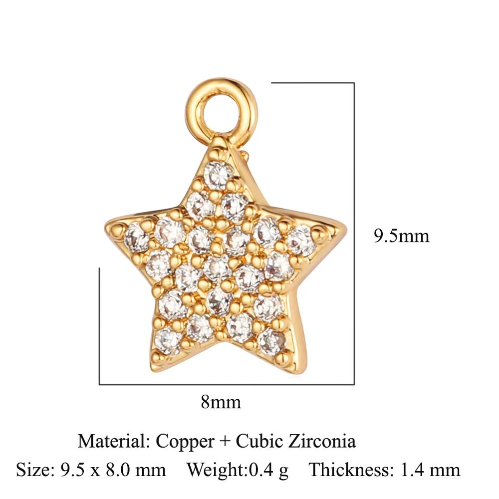 Crescent Moon Evil Eye Brass Rainbow Zircon Charm Star Sun Girl Pin DIY Jewelry Bracelet Earring Necklace Pendant