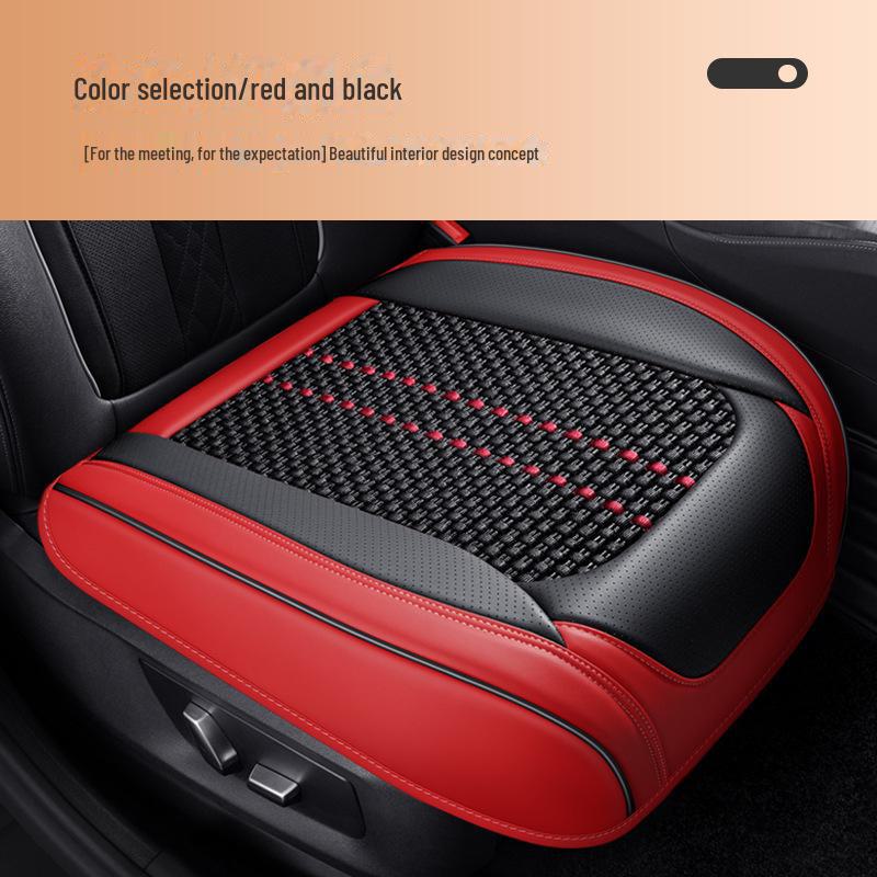 Комплект всесезонных подушек на сиденье автомобиля для водителя, с кожаной обивкой и материалом Ice Silk для вентиляции и противоскользящими свойствами.
