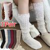 1 Pair Stockings Autumn Thigh High Stocking Harajuku Hollow Vintage Calf Sock Winter Knitting Cotton Long Socks Fashion Woman
