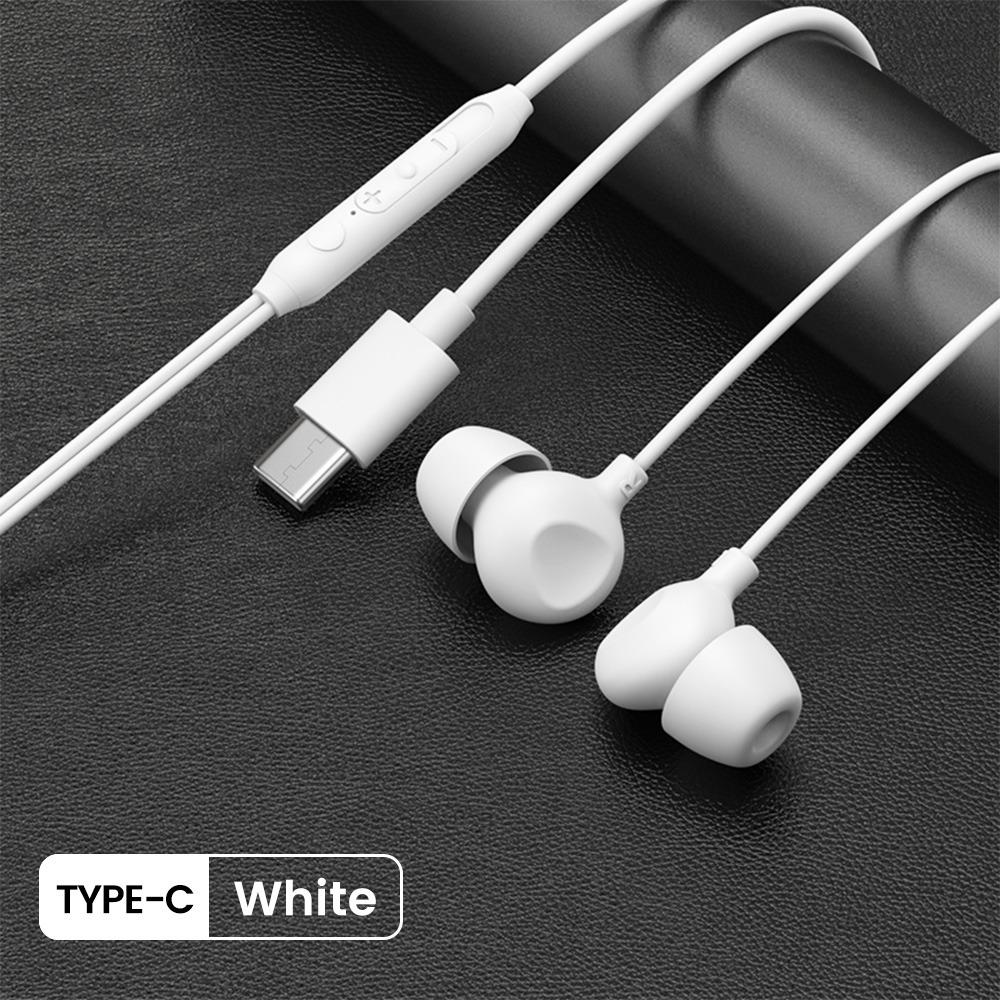 Silicone Noise Cancelling Earphones Type C Wired Earphones Sport Earphones In-Ear Headphones Sleep