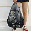 2025 Gradient Wash Star Design Retro Denim Backpack for Students