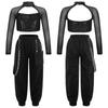Kids Girls Casual Outfits Long Sleeve Mock Neck Crop Top with Elastic Waistband Pants for Hip-hop Street Dance