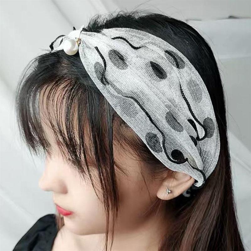 Square Women Fun Ears Edge Pearl Elegant Printed Neck Ties Pendant Temperament Cute Silk Scarf Versatile Handmade