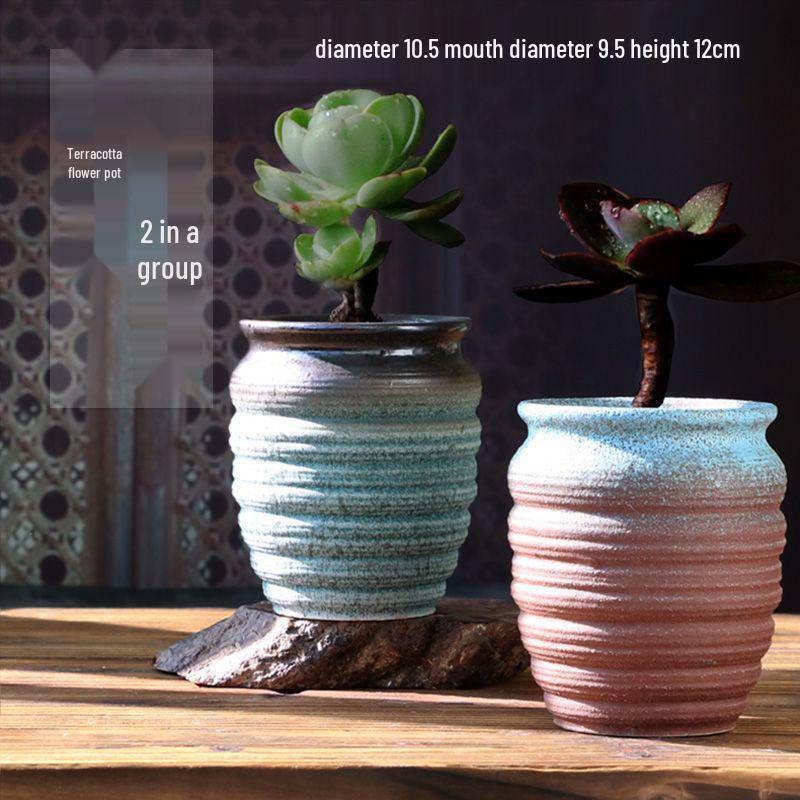 Succulent Ceramic Stump Pot: Retro Terracotta, Breathable & Water-Absorbing, Creative Small Flower Planter
