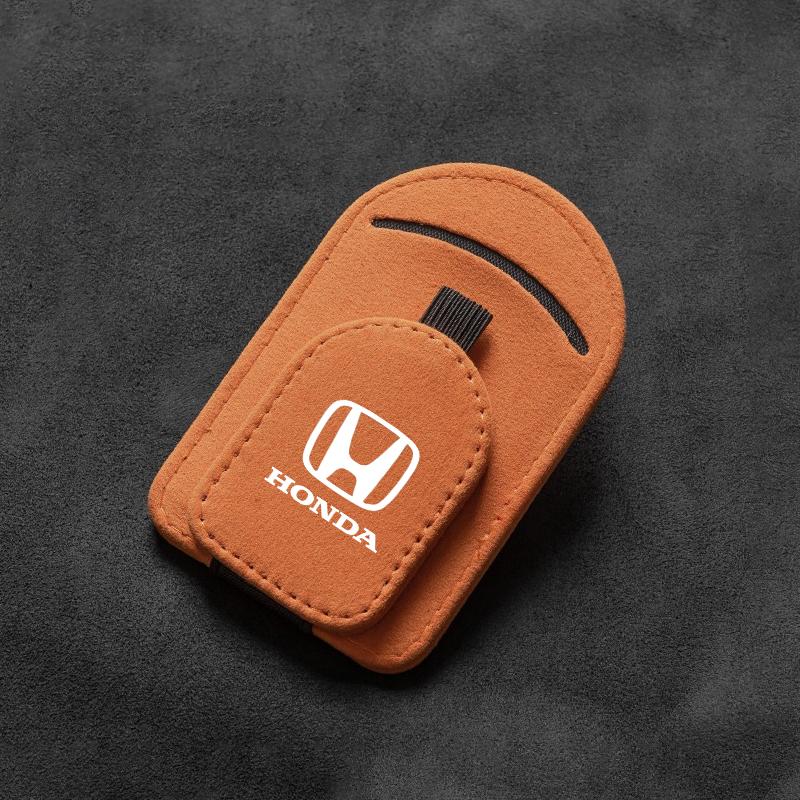 for Honda Civic Accord Fit Jazz CRV HRV Odyssey Jade City Suede Car Sun Visor Glasses Clip Sunglasses Ticket Card Storage Holder I5