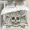 Sugar Skull Duvet Cover Illustration of Diamond and Roses Vintage Revival Design Polyester Bedding Set Double Queen King Size