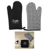 [A2273] - Kitchen Glove 'La Table Gourmande' Black White - 28x14 Cm