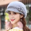 "2024 Women's Rabbit Fur Knit Beret - Warm Autumn/Winter Korean Style"