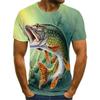 3d Printed Summer Fashion Round Neck T-Shirt Fish Pattern Casual Men's New Trend Cool Men's Fish Hip Hop Short Sleeve Clothing