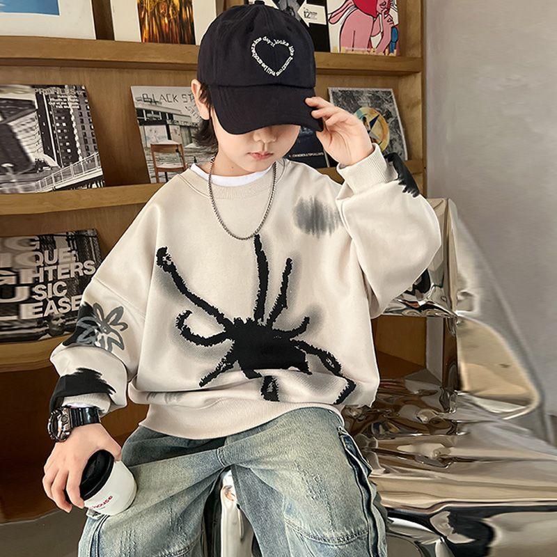 Детская одежда Толстовка для мальчиков Топ с мультяшным принтом Осенний топ для мальчиков