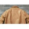Chinese Size Classic Flight A2 Pilot Jacket Vintage Dirty Yellow Oil Waxed Cowhide Genuine Leather Jacket Men Aviator Jackets Male Coats