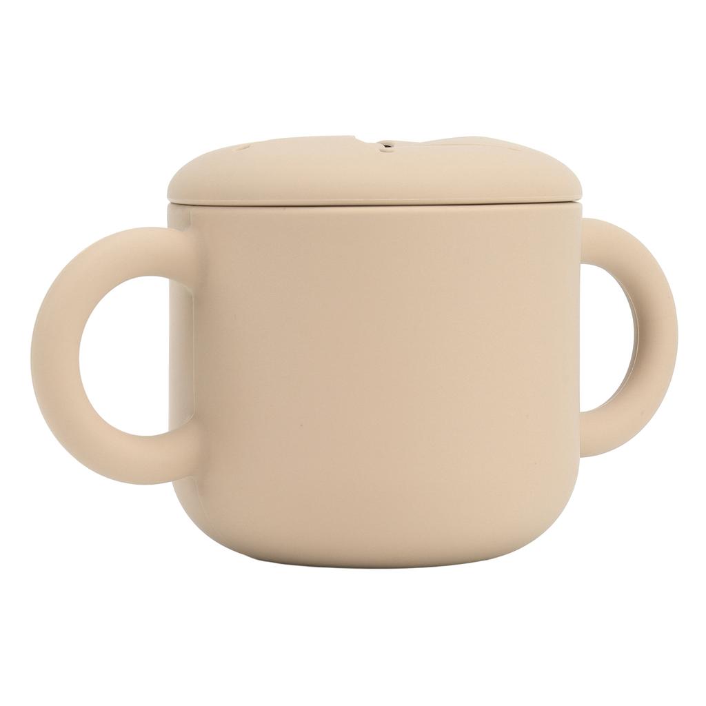 Детская обучающая чашка для питья Силиконовая с двойными ручками Дизайн Легкая чистка Непроливайка Тренировочная чашка для малышей Хаки