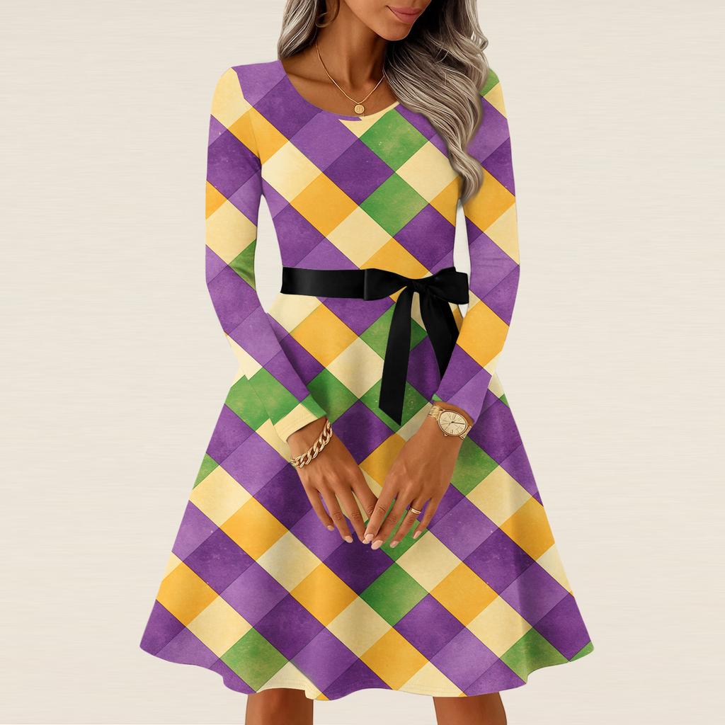 Women's Casual Fashion Long Sleeve Vintage Long Dresses