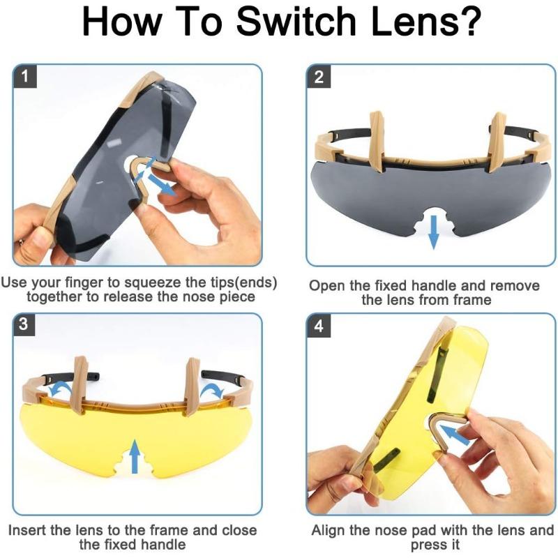 1 комплект очков для стрельбы на открытом воздухе с футляром, ударопрочные тактические очки с 3 сменными линзами, защитные очки для мужчин и женщин
