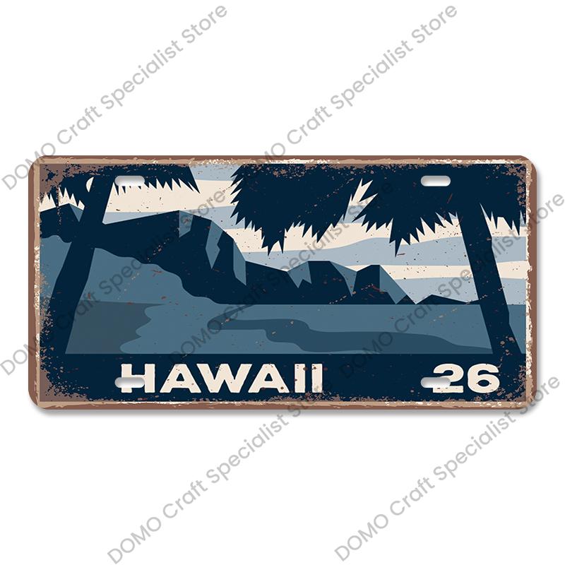 National Landmark Poster Car License Plate Retro France New York Australia Metal Tin Signs Wall Decor Garage Car Club