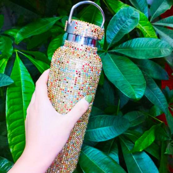 350 мл/500 мл/750 мл Изолированная бутылка, инкрустированная стразами, с термоизоляцией, из нержавеющей стали, детская изолированная чашка для воды