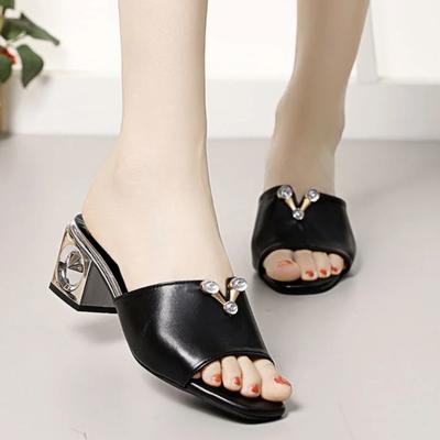 Модные шлепанцы на каблуке, сандалии с открытым носком, 39, VIP женские шлепанцы, ПВХ, летняя обувь, распродажа, корейский стиль, дизайнерские, роскошные, стильные туфли для женщин