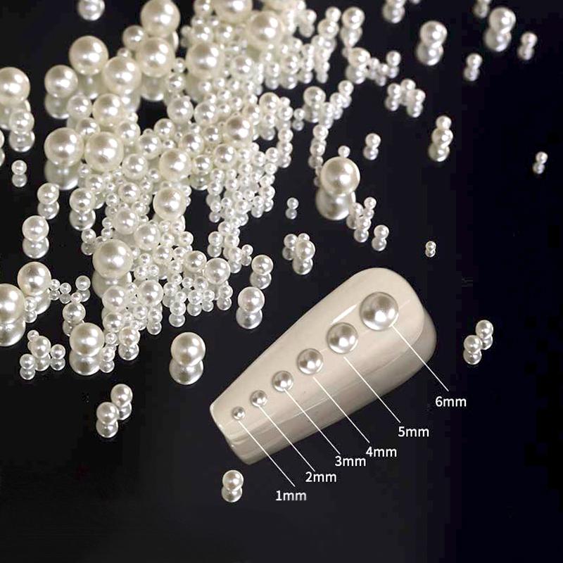 1 пакет мерцающих хрустальных страз для нейл-арта, белые жемчужины, полукруглые, смешанного размера, бежевые жемчужины с плоским основанием, аксессуары для DIY маникюра