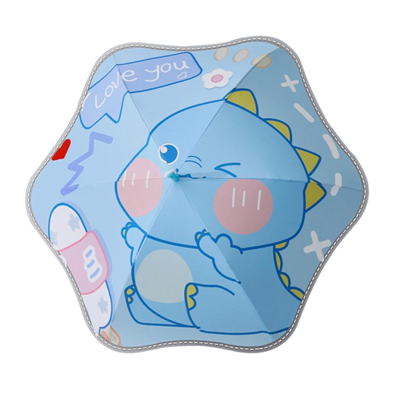 Children's Umbrella Girl Cartoon Rounded Corner Anti-Stab Safety Straight Rod Boys and Girls Long Handle Rain Umbrella