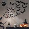 120Pcs 3D Bat Halloween Decoration Stickers for Home Decor 4 Size Waterproof Black Spooky Bats for Room Decals