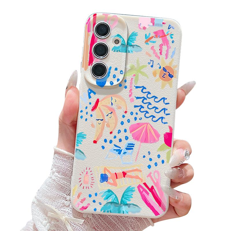 Мультяшный чехол-пенал для отпуска для Samsung Galaxy A57 A37 A17 A56 A36 A26 A16 A55 A35 A15 A54 A34 A14 5G Силиконовый чехол с текстурой кожи