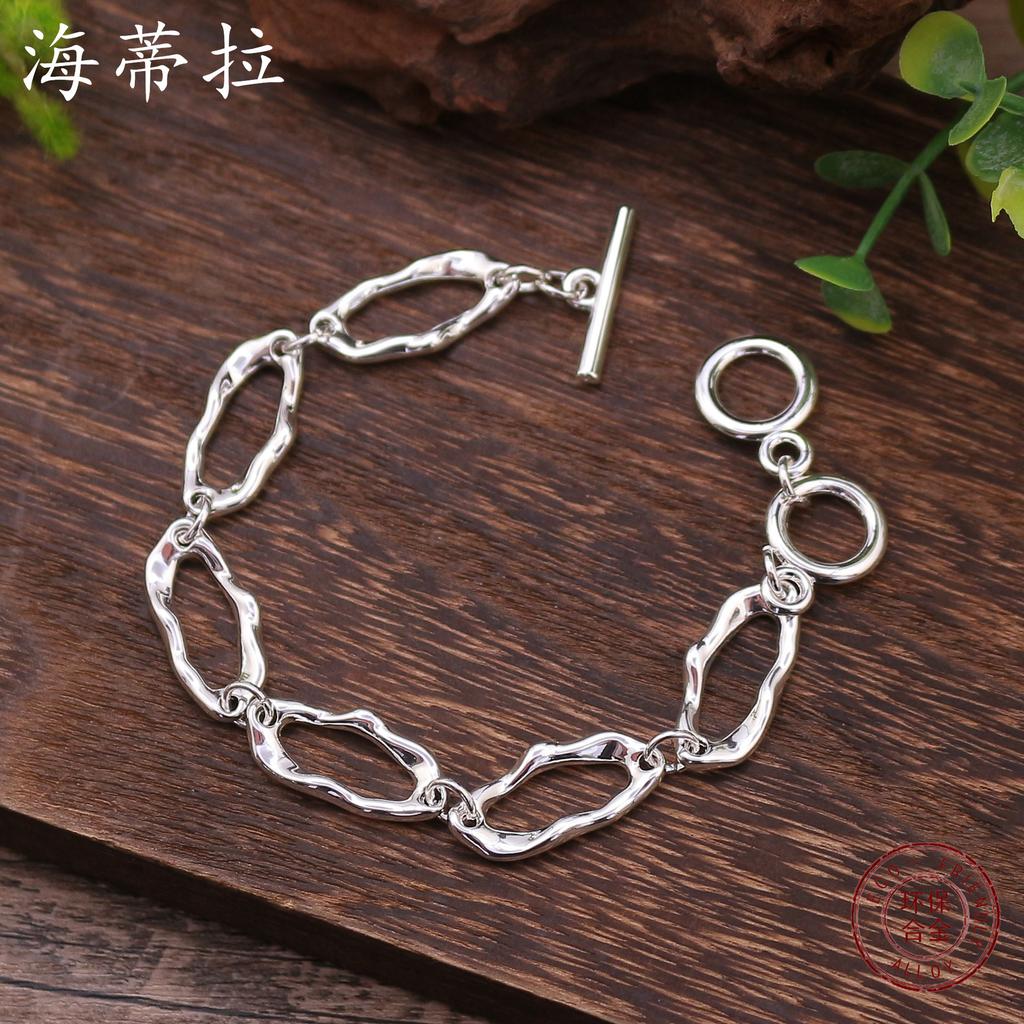 Новый геометрический полый овальный браслет с OT-застежкой, ретро простой и универсальный браслет смешанных цветов с OT-застежкой для мужчин и женщин