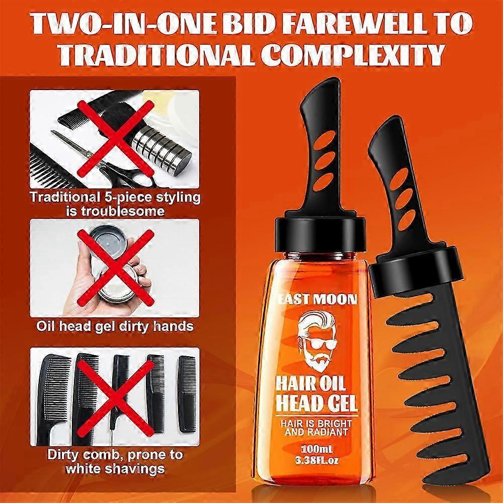1-3X 2-in-1 Hair Oil Head Gel Brush Quick-drying Hair Gel Combs Non-greasy Hair Salon