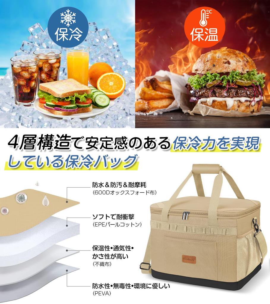 Heshare Термобокс, Большая вместимость, 30 л, Водонепроницаемый, 4-слойный изоляционный, Герметичный, Сохраняет еду холодной, теплой и свежей, Складной и для хранения,