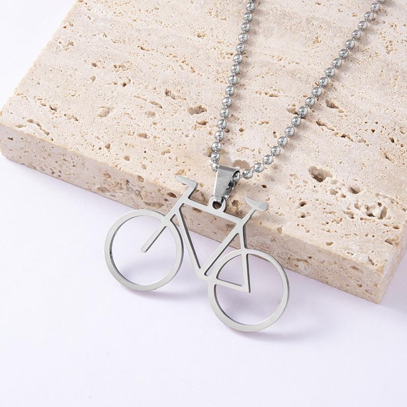 Hip Hop Men Bicycle Pendant Necklace Fashion  Plated Stainless Steel Necklace Jewelry Accessories