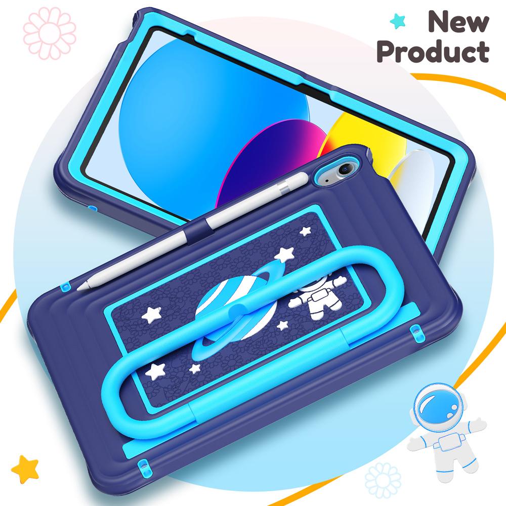 Kids Cartoon Tablet Cases for IPad 2025 A16/2022 11th/10th Case A3355/A2757 Cover Portable Stand Shockproof Silicone+PC Shell