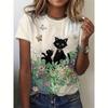 Забавная футболка с рисунком лисы, кота, быка для женщин, футболки с цветочным 3D-принтом, летние футболки Harajuku с круглым вырезом, свободные топы с короткими рукавами