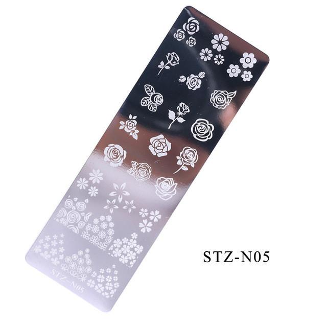 1 лист, набор пластин для штамповки ногтей, геометрические кружевные цветы, листья, полосатый дизайн, сладкое сердцебиение, дизайн ногтей, штамп, шаблон, форма