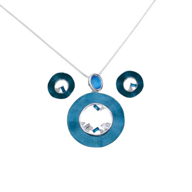 Новый эмалевый цвет полые круглые серьги-пусеты подвеска набор женская мода высокое чувство полая кольцевая цепочка