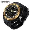 SANDA Новые мужские часы Модные тенденции Молодежные электронные часы Многофункциональные часы со стальным кольцом