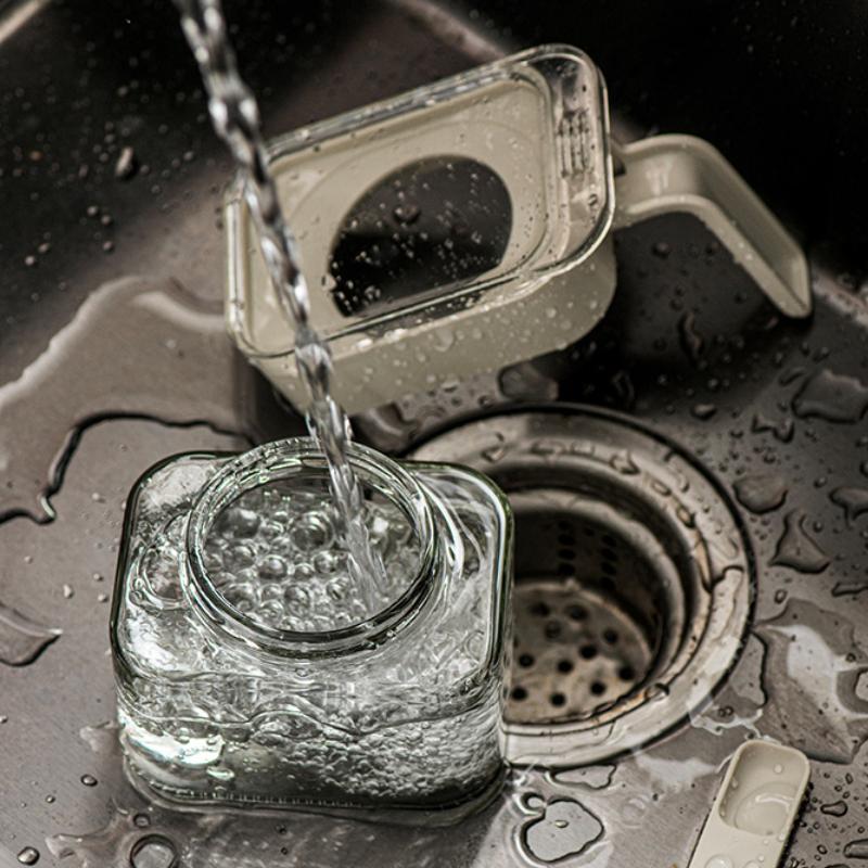 Condiment Jar Spice Container Sugar and Salt Container Set Glass Seasoning Box with Spoon Dustproof Lid and Handle