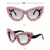 Y2K Gothic 3D Floral Rose Heart Cat Eye Sunglasses Women Vintage Oversized Gradient Lens Lolita Halloween Party Cosplay Shades