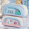 Makeup Bag Transparent Window Pencil Case Pencil Holder Pen Storage Bag  Student