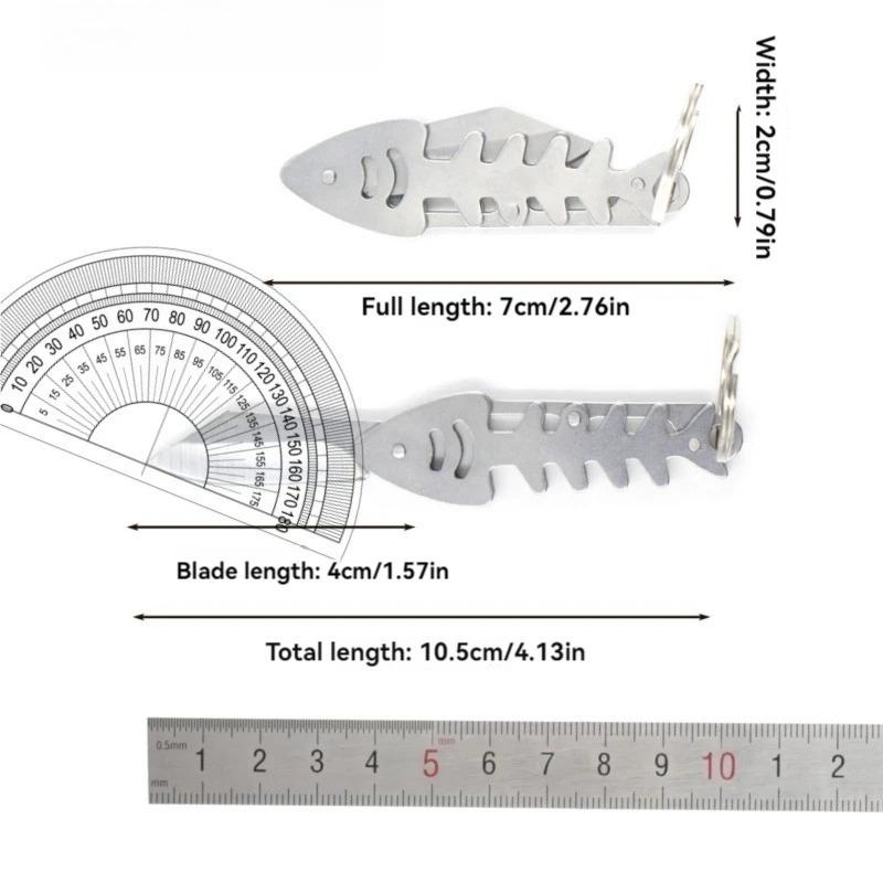 New Stainless Steel Fish Bone Shape Outdoor Mini Pocket Knife Camping Keychain Express Unboxing Mini Knife