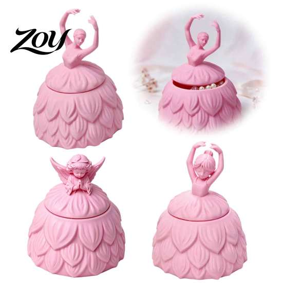 Ballet Dancer Storage Jar 3D Printed Ballerina Jewelry Box with Lid, Decorative Trinket for Princess Room Decor Accessories Rings Earrings,