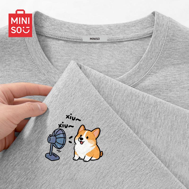 MINISO Мужская повседневная футболка с коротким рукавом из чистого хлопка