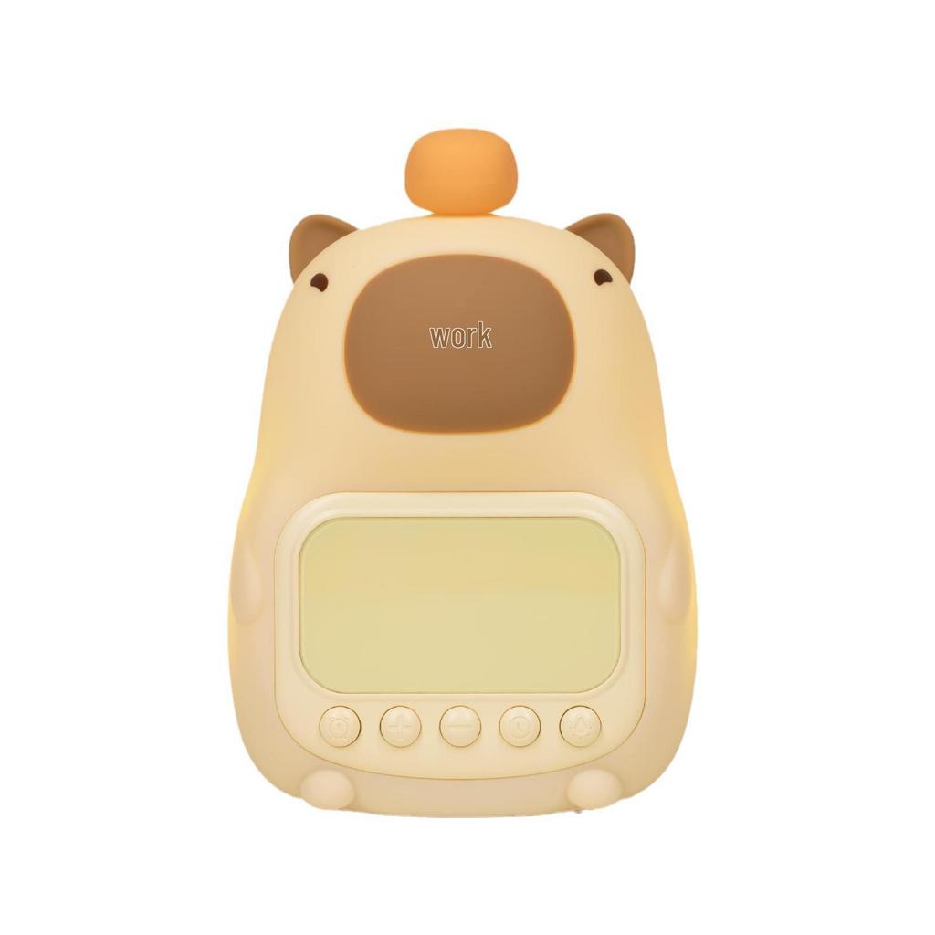 Rechargeable Capybara Silicone Alarm Clock & Dimmable Night Light LED