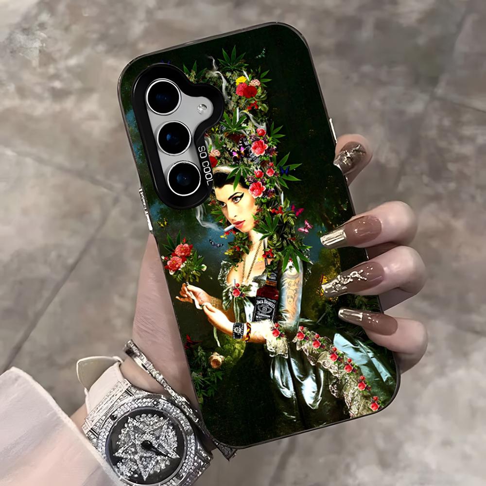 Чехол для телефона Amy Winehouse для Samsung S25 Ultra S23 S22 S21 S20 Ultra Plus S24 Fe A54 A55 Цвет Серебряный Чехол