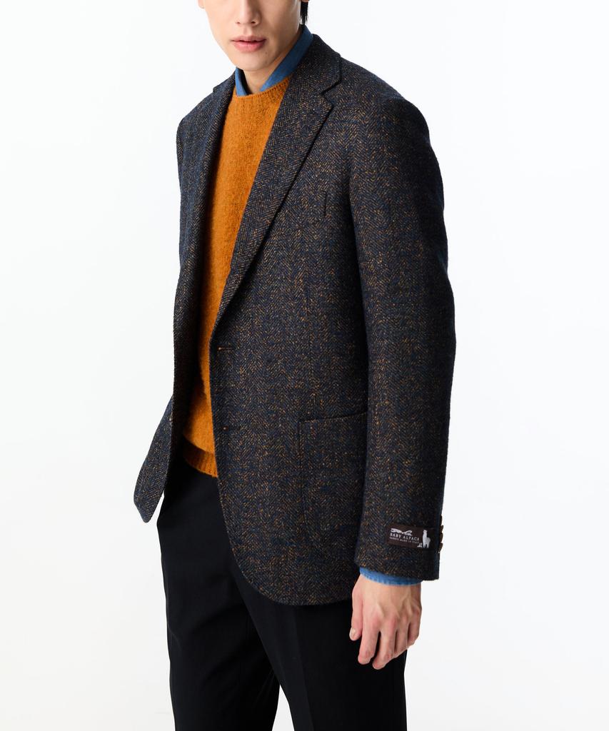 Man On The Boon Notched Lapel Herringbone Single Jacket_Navy 4714302009