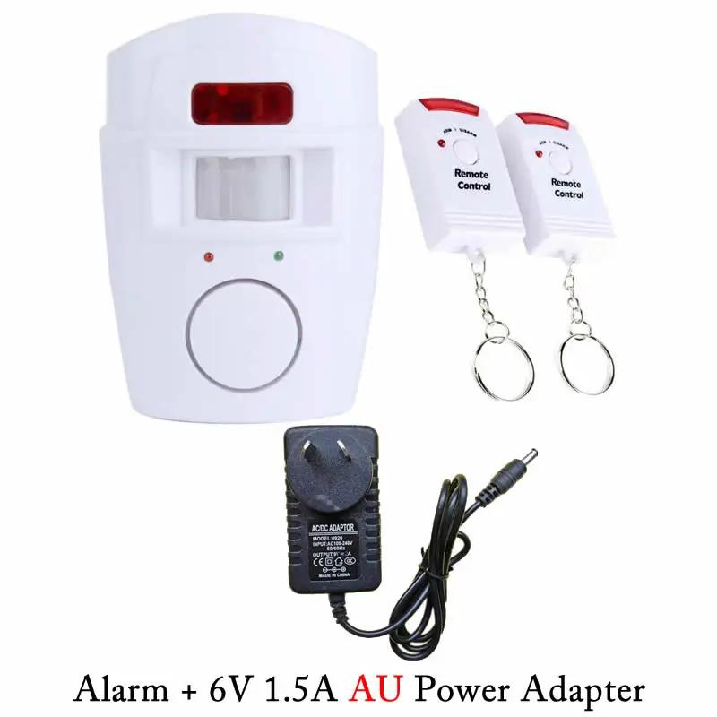 Wireless PIR Motion Sensor Detector Alarm With 2 Remote Control Power Adapter For Home Shed Garage Caravan Alarm Security System