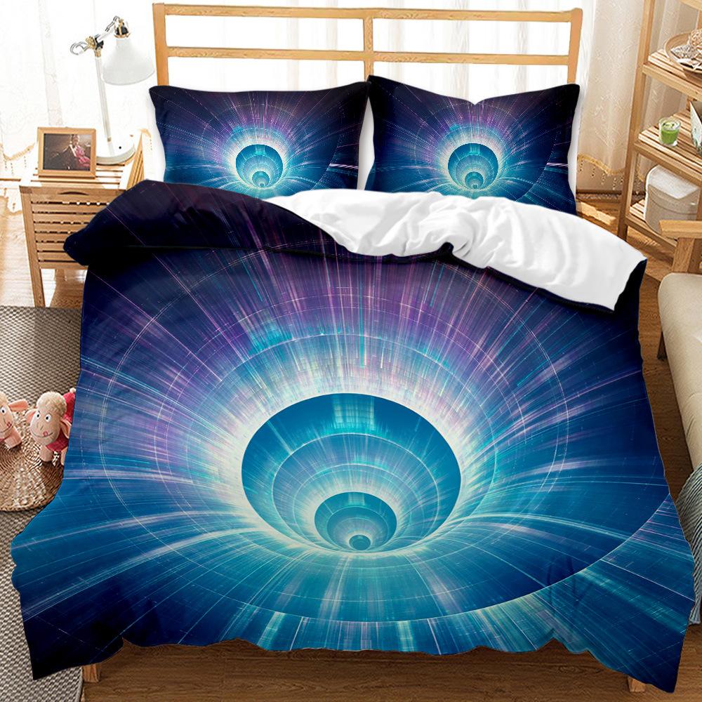 Starry Sky Star Hole Cover Quilt Cover Three-Piece Set Home 3D Printing Digital Bed Sheet