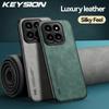 KEYSION Роскошный кожаный чехол для Xiaomi 14 14 Pro 5G, мягкий силикон + противоударная задняя крышка для телефона из ПК для Xiaomi 14 Pro 5G