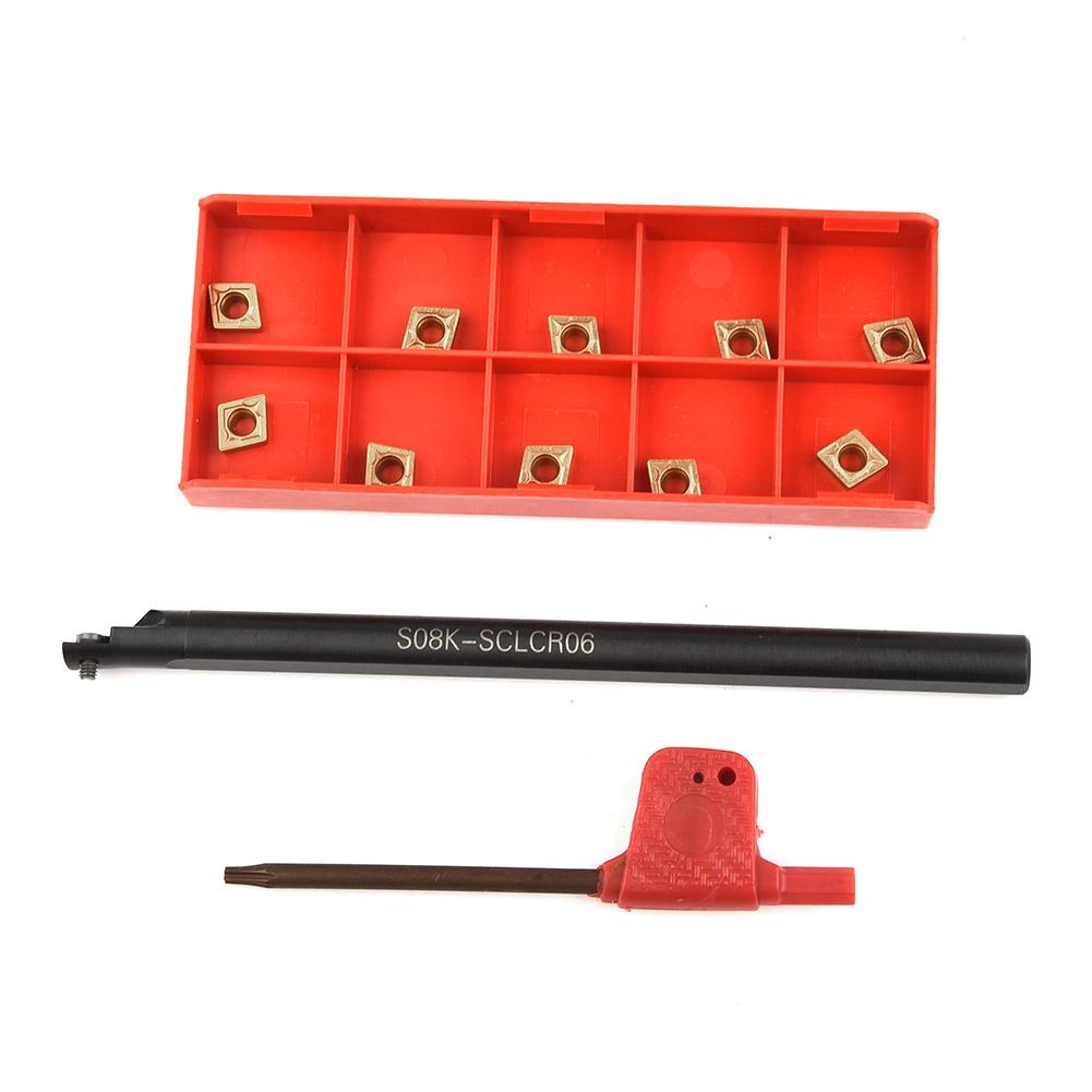 Токарные инструменты Стальной токарный расточной борштанга 8 мм S08K-SCLCR06 с 10 пластинами CCMT060204